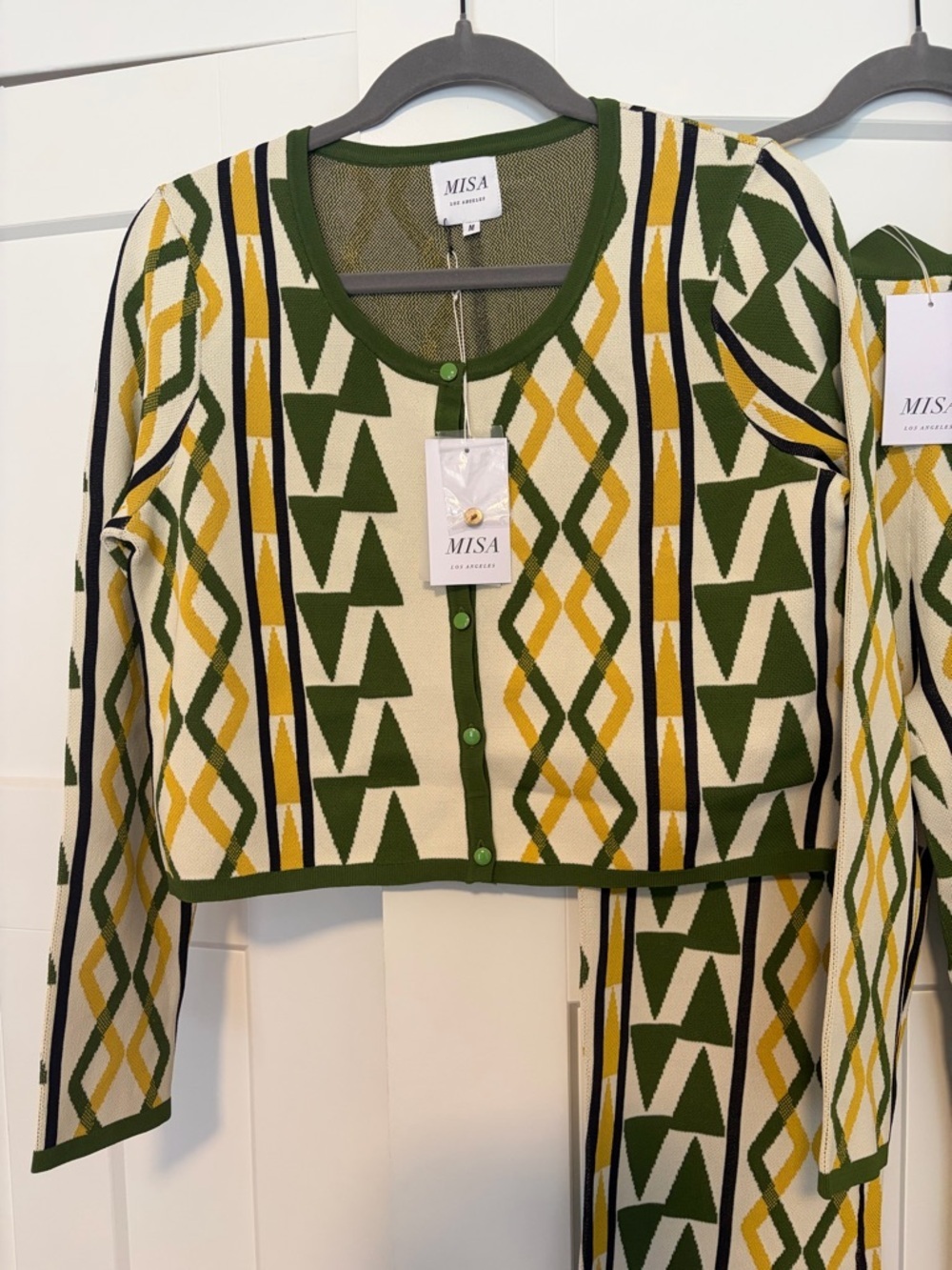 MISA Los Angeles Rialta Knit Set Limoncello Pants + Cardigan Medium Matching Set - Picture 7 of 12